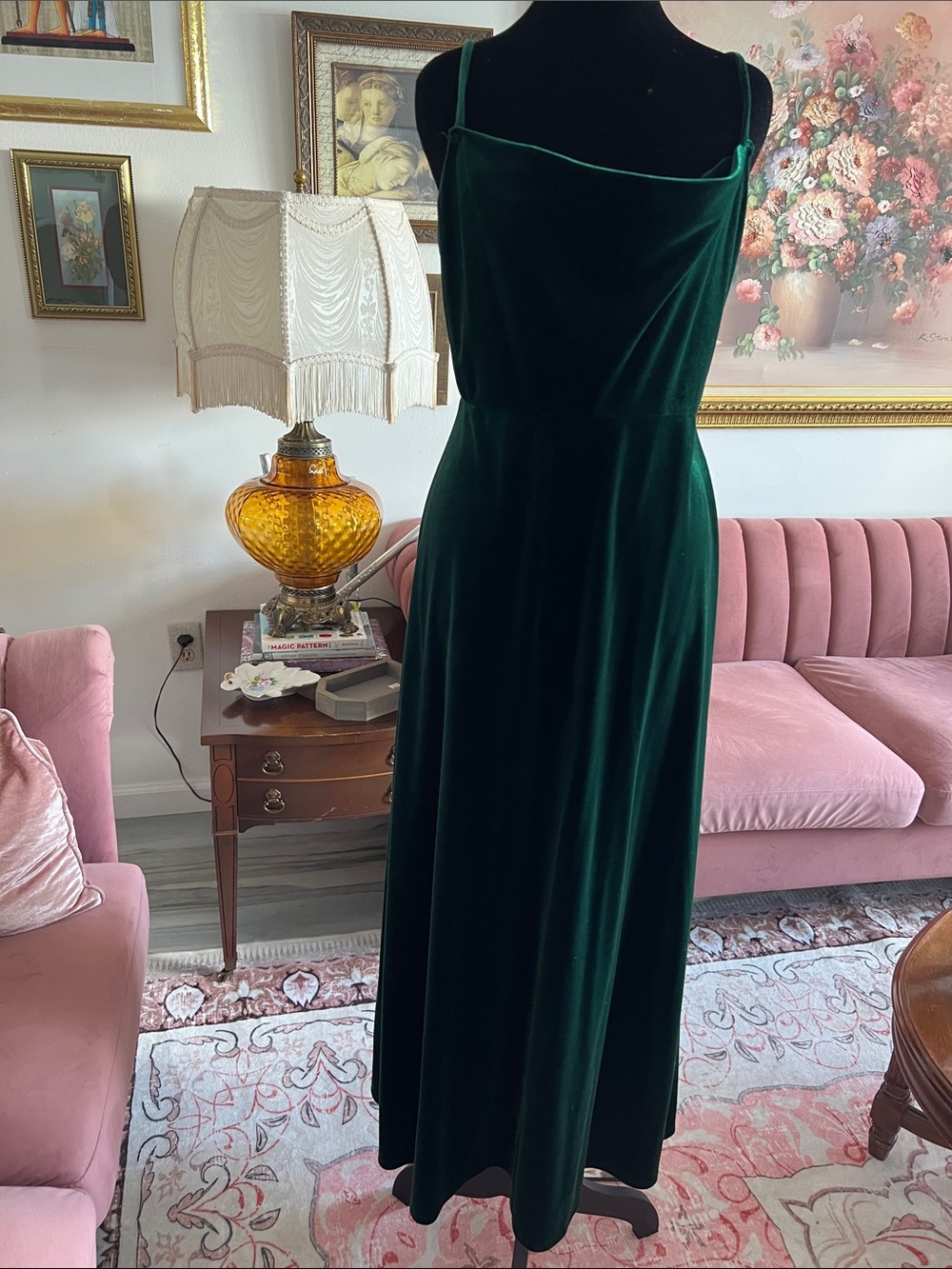 Emerald Green Velvet Slip Dress